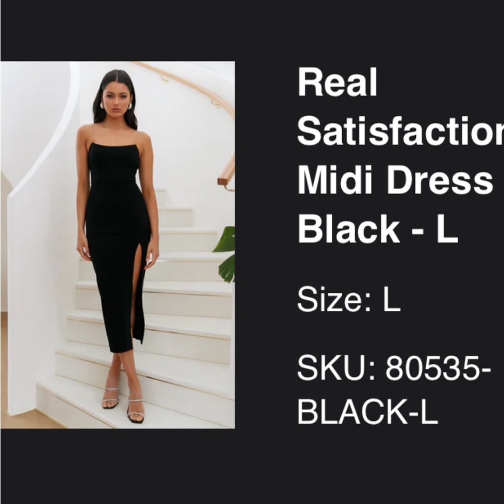 Worn once to wedding in March 2024. Black strapless size L hello Molly dress. - Picture 5 of 5